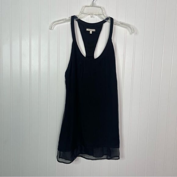 WALTER Tank Top Size 2 Black 100% Silk Chiffon Trim Racerback - Picture 1 of 6